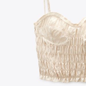 NWT ZARA ruched gingham bustier style tank
